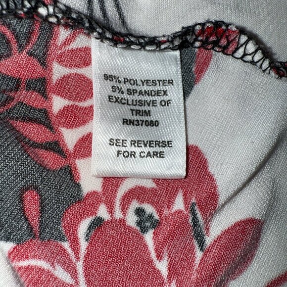 Cato Red Black White Floral Faux Wrap V-Neck Top Flutter Sleeves Woman Sz 22/24W - Picture 7 of 11